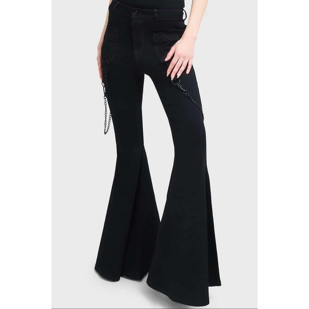 Killstar Beliala flares black size small goth jeans